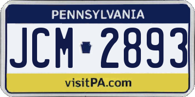 PA license plate JCM2893