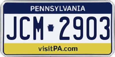 PA license plate JCM2903