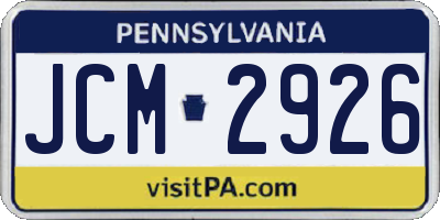 PA license plate JCM2926