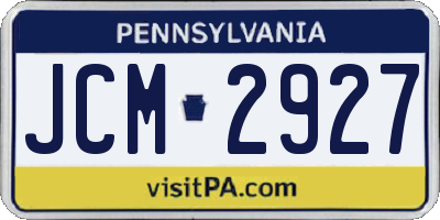 PA license plate JCM2927