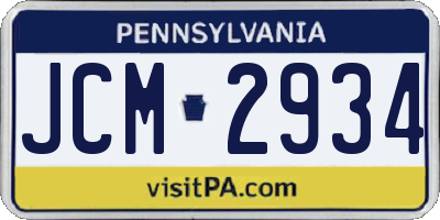 PA license plate JCM2934
