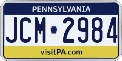 PA license plate JCM2984