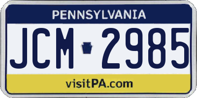 PA license plate JCM2985