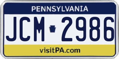 PA license plate JCM2986