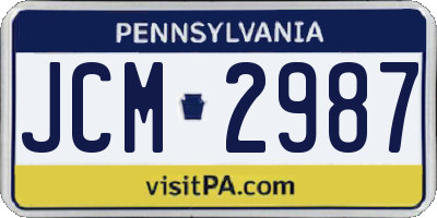 PA license plate JCM2987