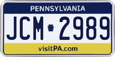 PA license plate JCM2989