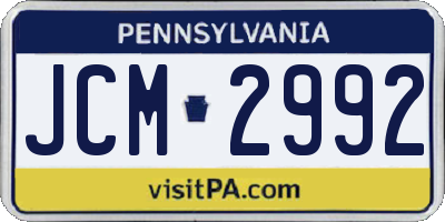 PA license plate JCM2992