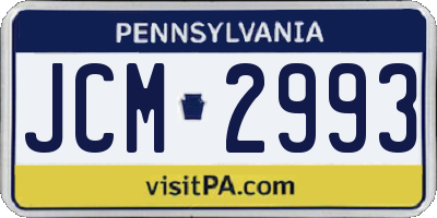 PA license plate JCM2993
