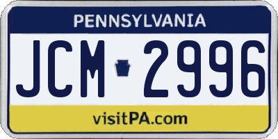 PA license plate JCM2996