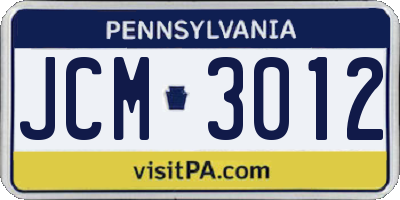 PA license plate JCM3012
