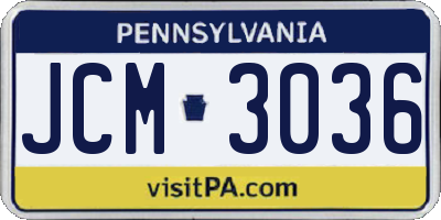 PA license plate JCM3036