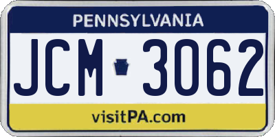 PA license plate JCM3062