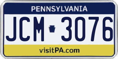 PA license plate JCM3076