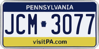 PA license plate JCM3077