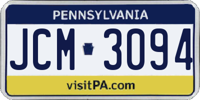 PA license plate JCM3094