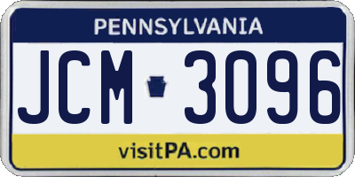 PA license plate JCM3096