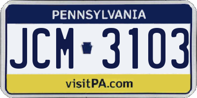 PA license plate JCM3103