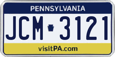 PA license plate JCM3121