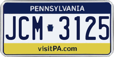 PA license plate JCM3125