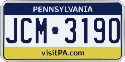PA license plate JCM3190