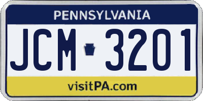 PA license plate JCM3201
