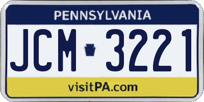 PA license plate JCM3221