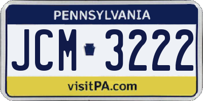 PA license plate JCM3222