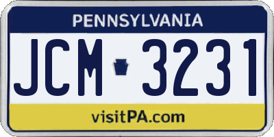 PA license plate JCM3231