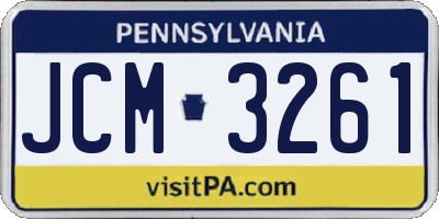 PA license plate JCM3261