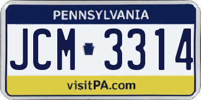 PA license plate JCM3314