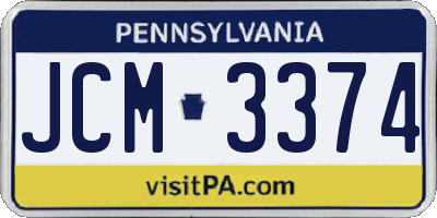 PA license plate JCM3374