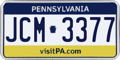 PA license plate JCM3377
