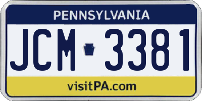 PA license plate JCM3381