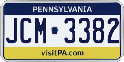PA license plate JCM3382