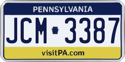 PA license plate JCM3387