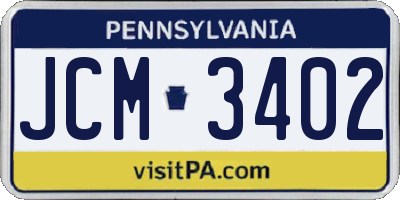 PA license plate JCM3402
