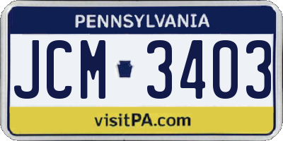 PA license plate JCM3403