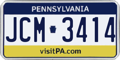 PA license plate JCM3414