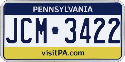PA license plate JCM3422