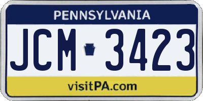 PA license plate JCM3423