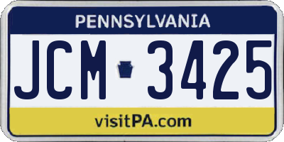 PA license plate JCM3425
