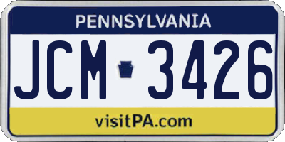 PA license plate JCM3426