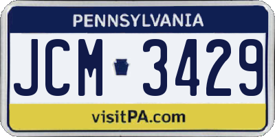 PA license plate JCM3429