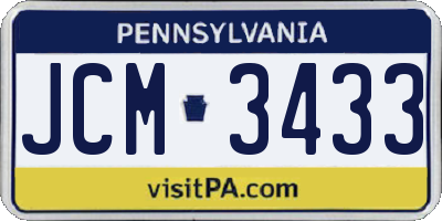 PA license plate JCM3433