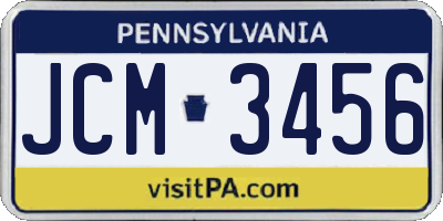 PA license plate JCM3456