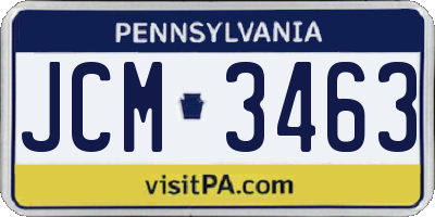 PA license plate JCM3463
