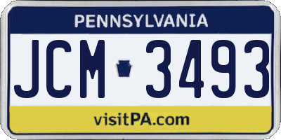 PA license plate JCM3493