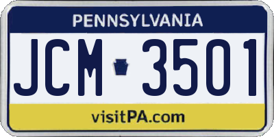 PA license plate JCM3501