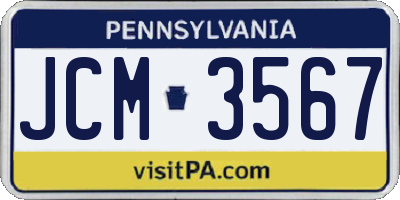 PA license plate JCM3567