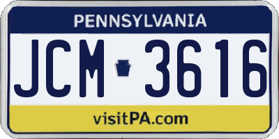 PA license plate JCM3616